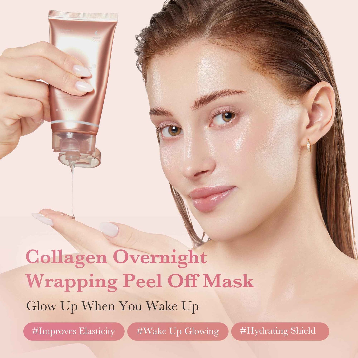 medicube Collagen Overnight Wrapping Peel Off Facial Mask Pack - Elasticity & Hydration Care, Reduces Sagging & Dullness - Hydrolyzed Collagen For Glowing Skin - Korean Skin Care, 2.53 fl.oz