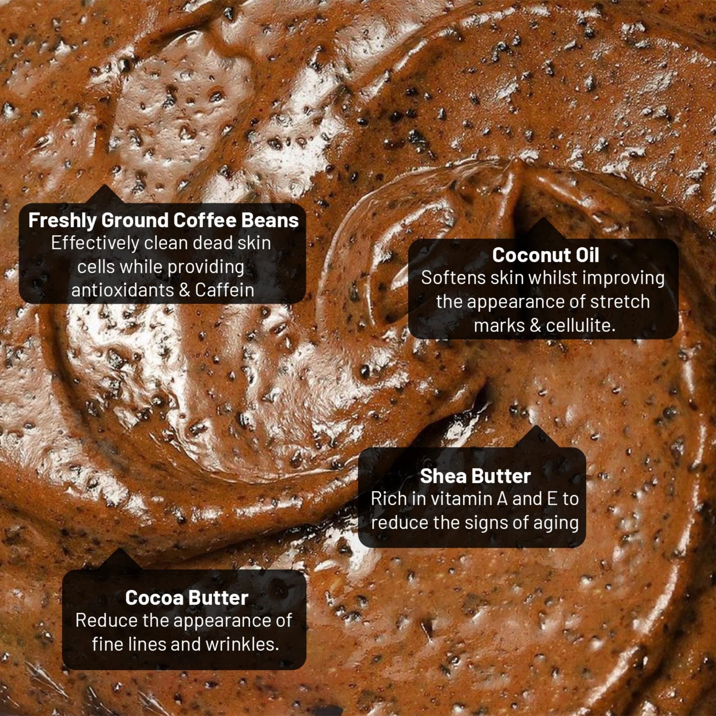 Cocoon Dak Lak Coffee Body Scrub with Coconut & Shea Butter, Exfoliating Dead Skin Remover for Sensitive Skin, Fragrance Free