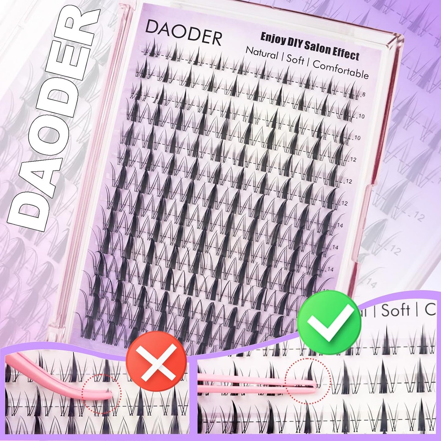 Spiky Lash Clusters - Natural Anime Manga Eyelash Extensions | D Curl, 140pcs, 8-18MM, Reusable