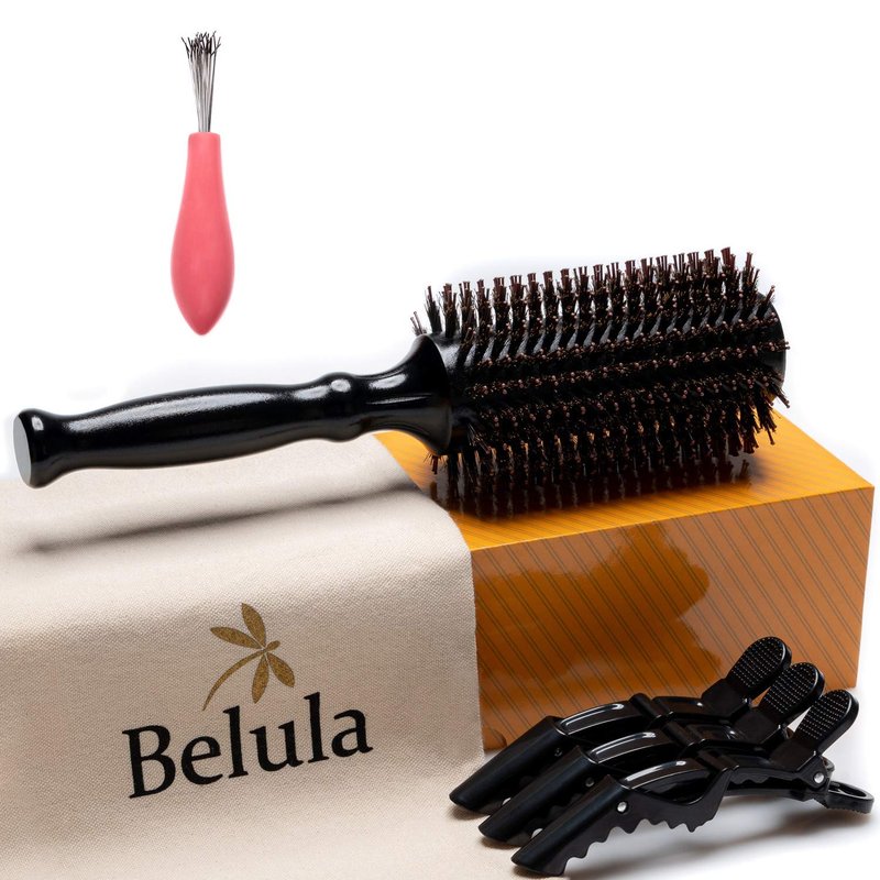 Add Volume Hair Set - Detangling Boar Bristle Brush for All Hair Types | 2-Inch Round Blow Drying Brush