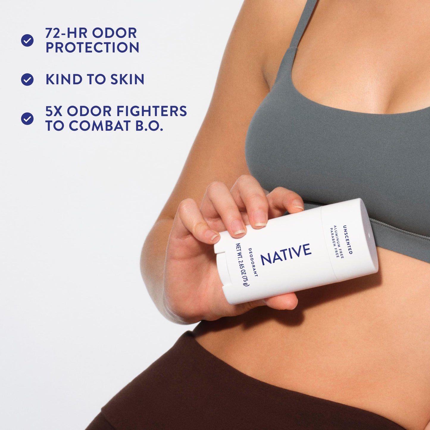 Native Deodorant Contains Naturally Derived Ingredients, 72 Hour Odor Control, Deodorant for Women and Men, Aluminum Free, Unscented 2.65oz