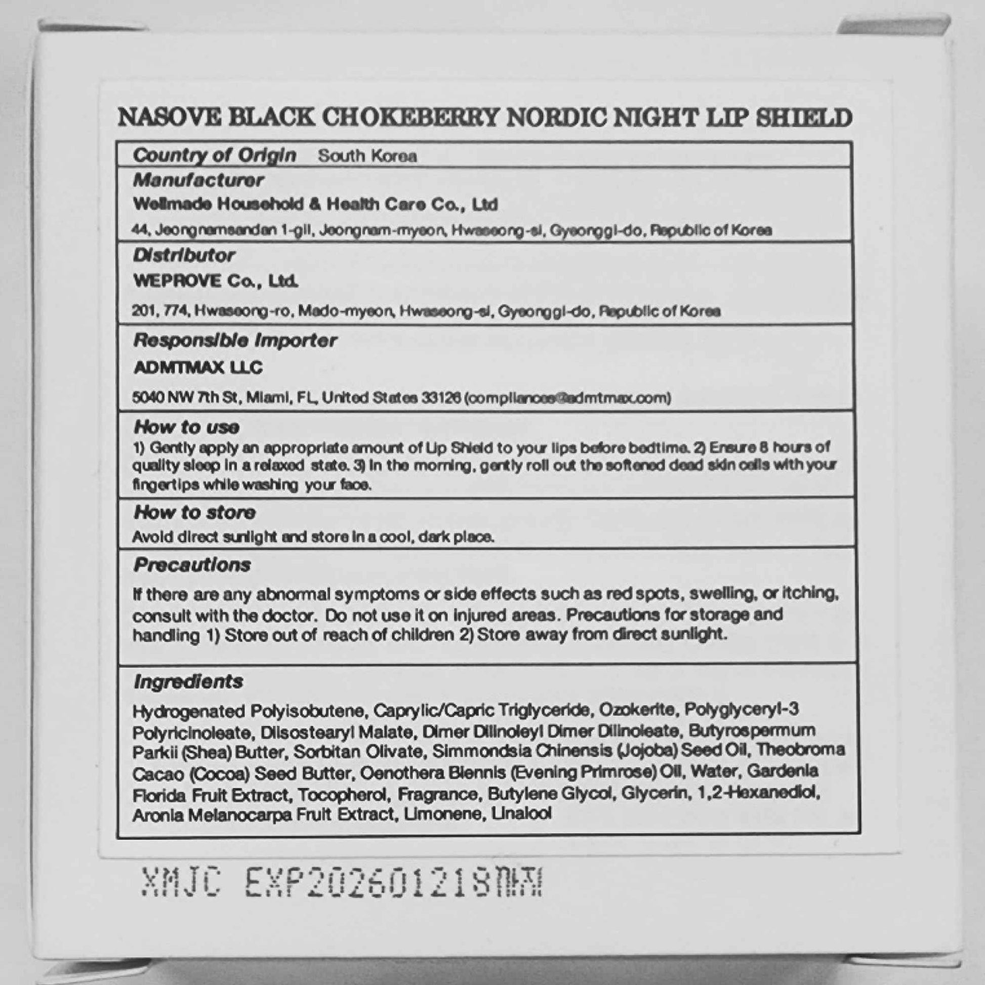 NÅSOVE Black Chokeberry Nordic Night Lip Shield - Lip Butter, 8hrs Intensive Care with Aronia fruit extract, Nourishing & Moisture Hydrating Overnight, Korean Skin Care, 0.72 fl.oz