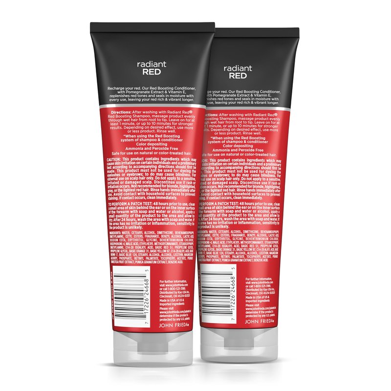 John Frieda Radiant Red, Color Boosting Conditioner, Hydrates and Enhances Red Tones with Pomegranate Extract and Vitamin E for Natural or Color-Treated Hair, 8.3 Oz, Pack of 2