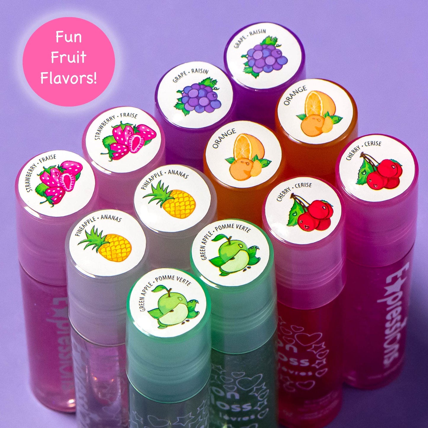 12pc Roll On Lip Gloss Set with Carrying Case, 12-Piece Glossy Girls & Kids