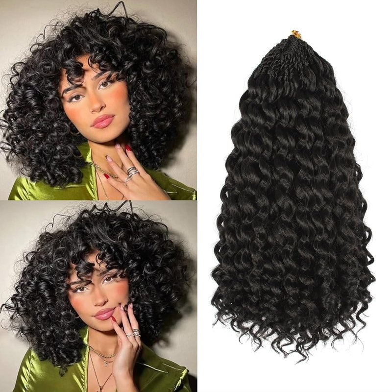 Gogo Curl Crochet Hair - 12 Inch Pre-Twisted Curly Extensions | Deep Ocean Water Wave, 8 Packs