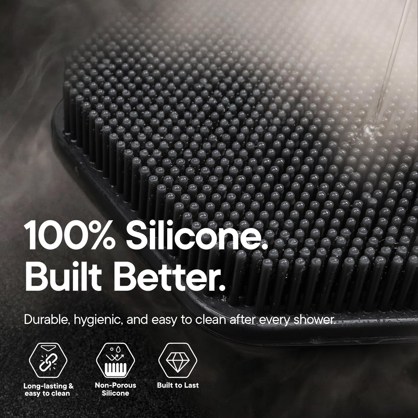 TOOLETRIES Silicone Back Scrubber for Shower, Bath Brush - Charcoal
