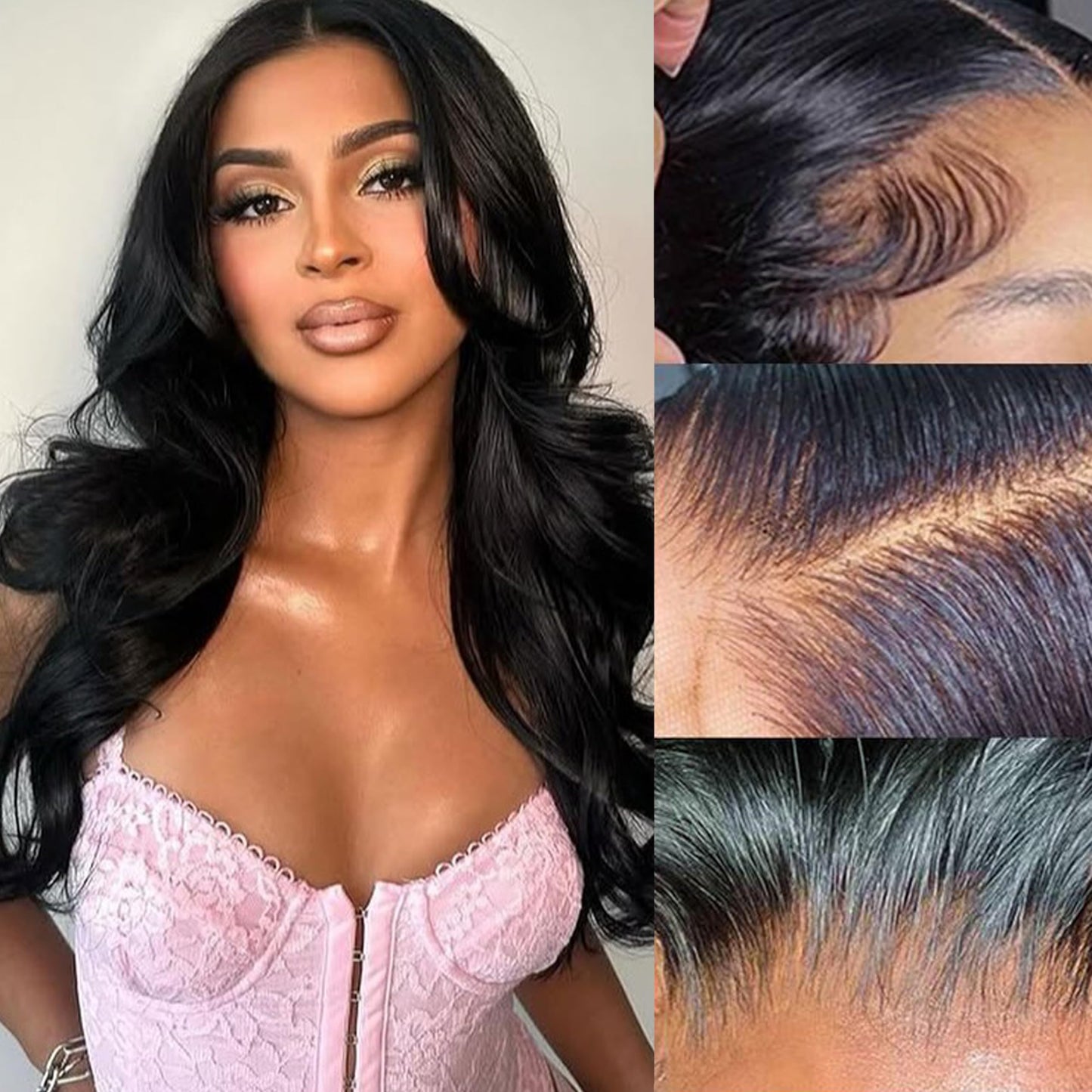 2x6 Skinlike Real HD Lace Closure Body Wave Human Hair Closure Invisible Ultra-thin 2x6 Kim K Lace Closure Brazilian Virgin Human Hair Pre Plucked Natural Black 16 Inch