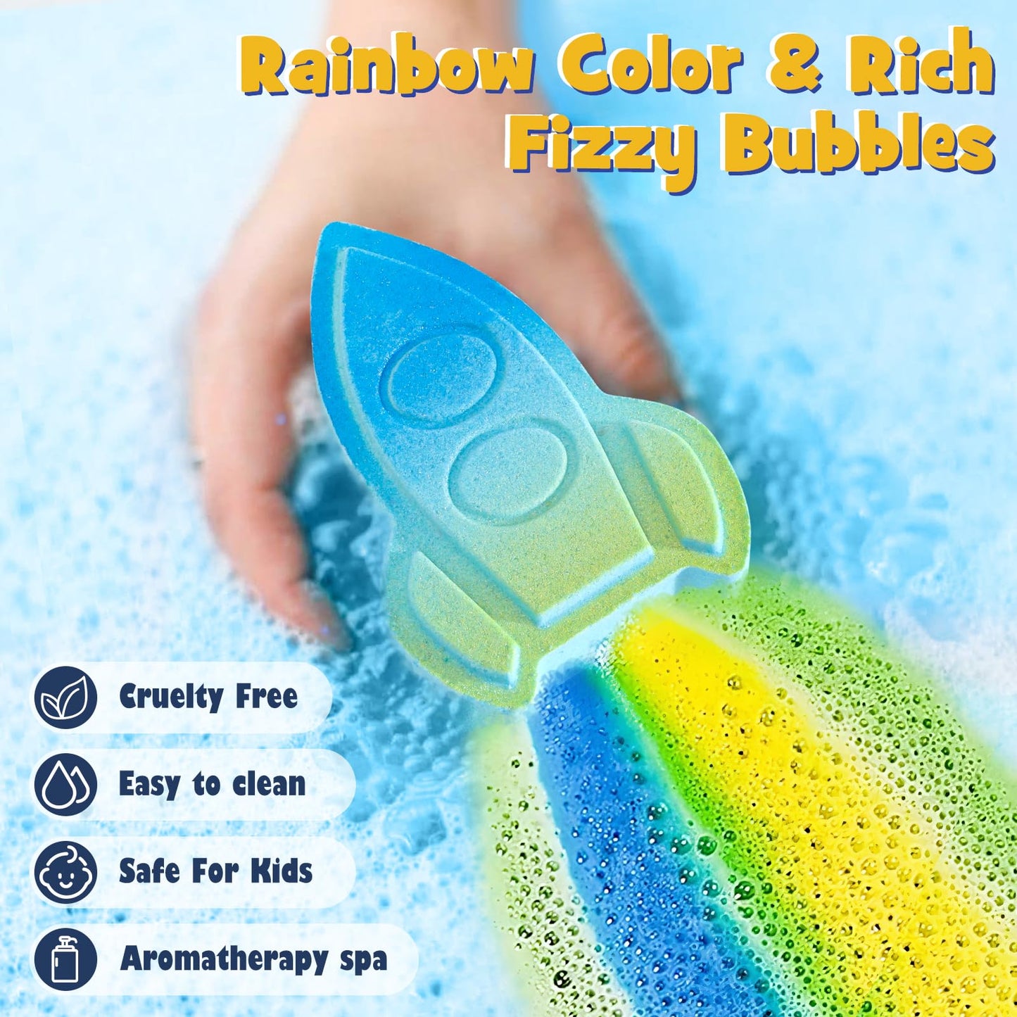 Toylink Space Bath Bombs for Kids with Surprise Inside, 8 Pack Kids Galaxy Bath Bombs with Space Toys for Toddler Boys Girls Handemade Rainbow Bubble Bath Fizzies Birthday Christmas Gift Set