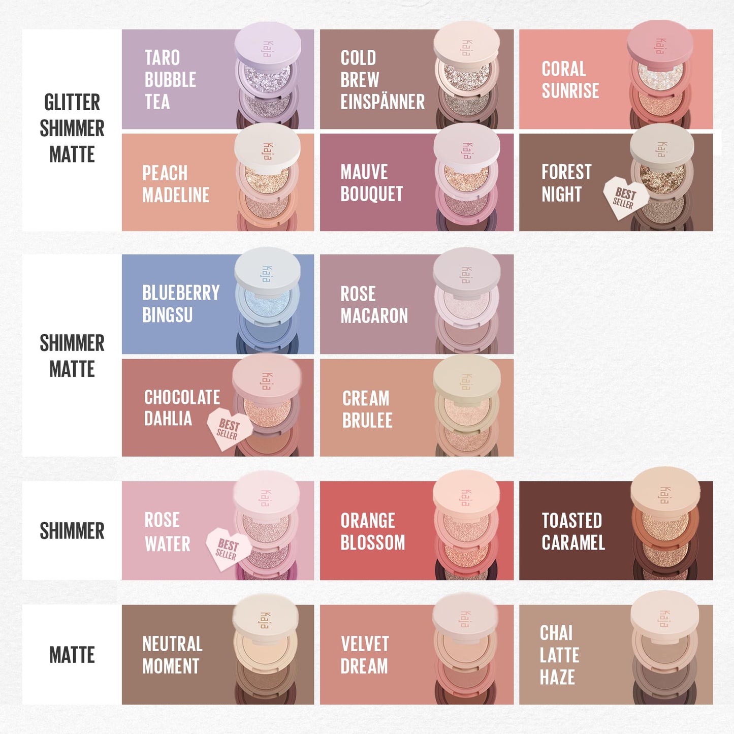 Kaja Beauty Bento Collection | Glitter + Shimmer + Matte | 20 Taro Bubble Tea - Mute Lavender | 2019 Best of Beauty Award in Glitter