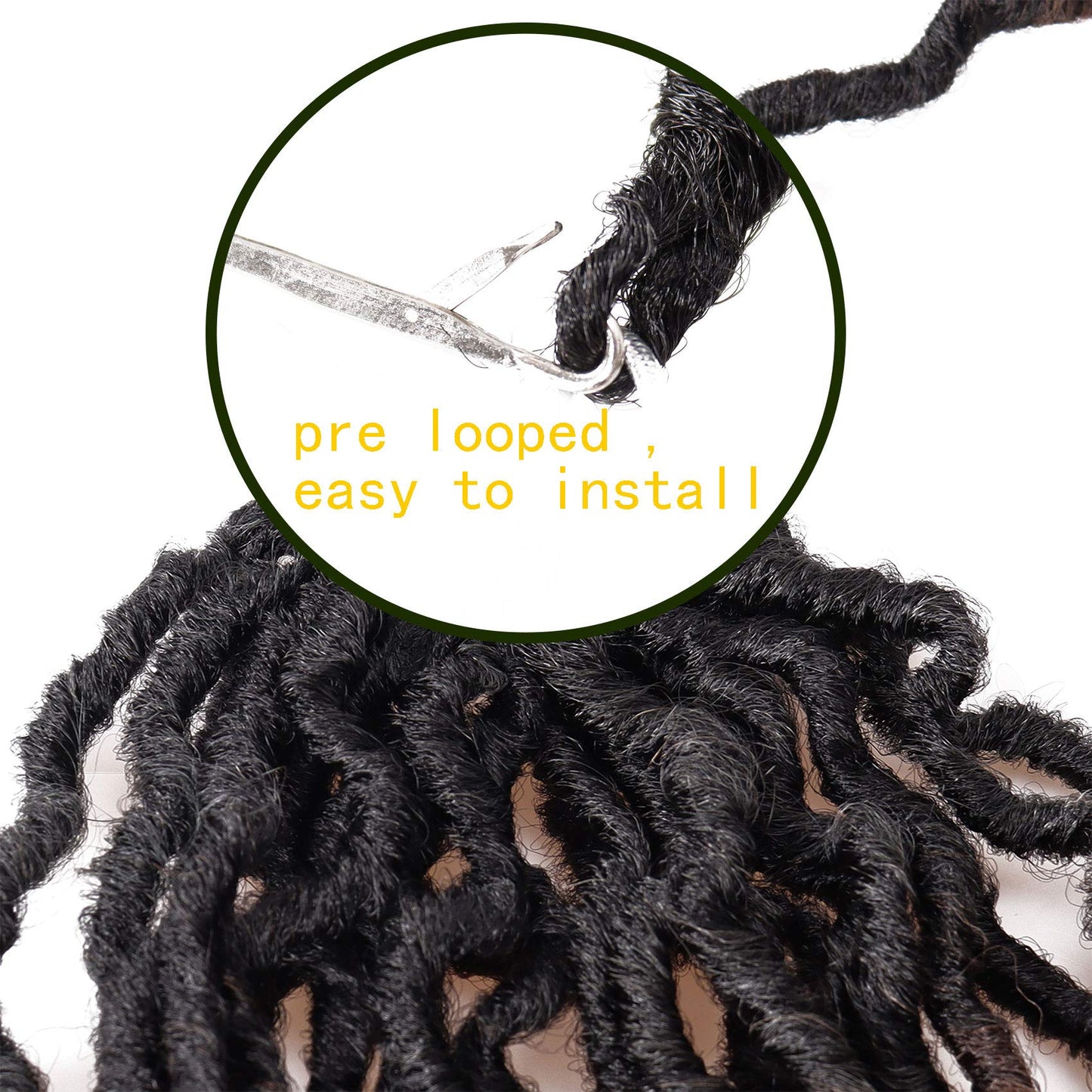 18 Inch Goddess Faux locs Crochet Hair 6 Packs/Lot Soft Gypsy Locs Wavy Crochet Braids Dreadlocks Curly Wavy Twist Braiding Hair Extensions African Roots Braid（1B)