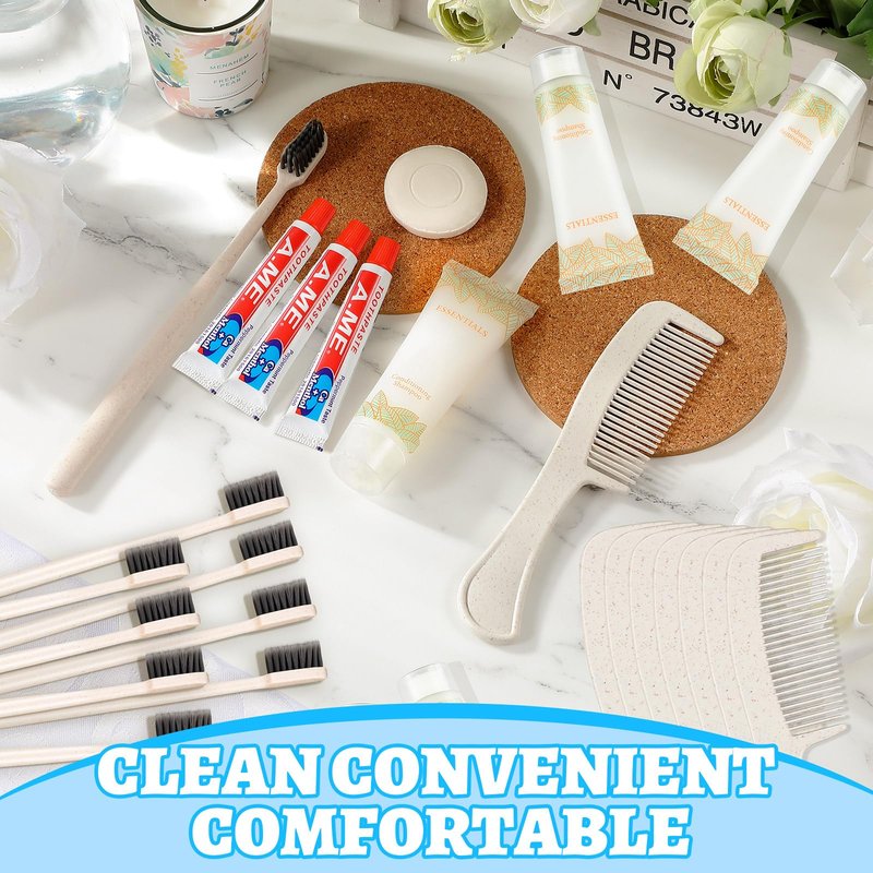 Panitay 30 Pack Travel Toiletry Kit Bulk Disposable Hygiene Kit Homeless Care Charity Supplies Include Toothbrush Toothpaste Comb Soap for Men Women Travel Homeless Charity