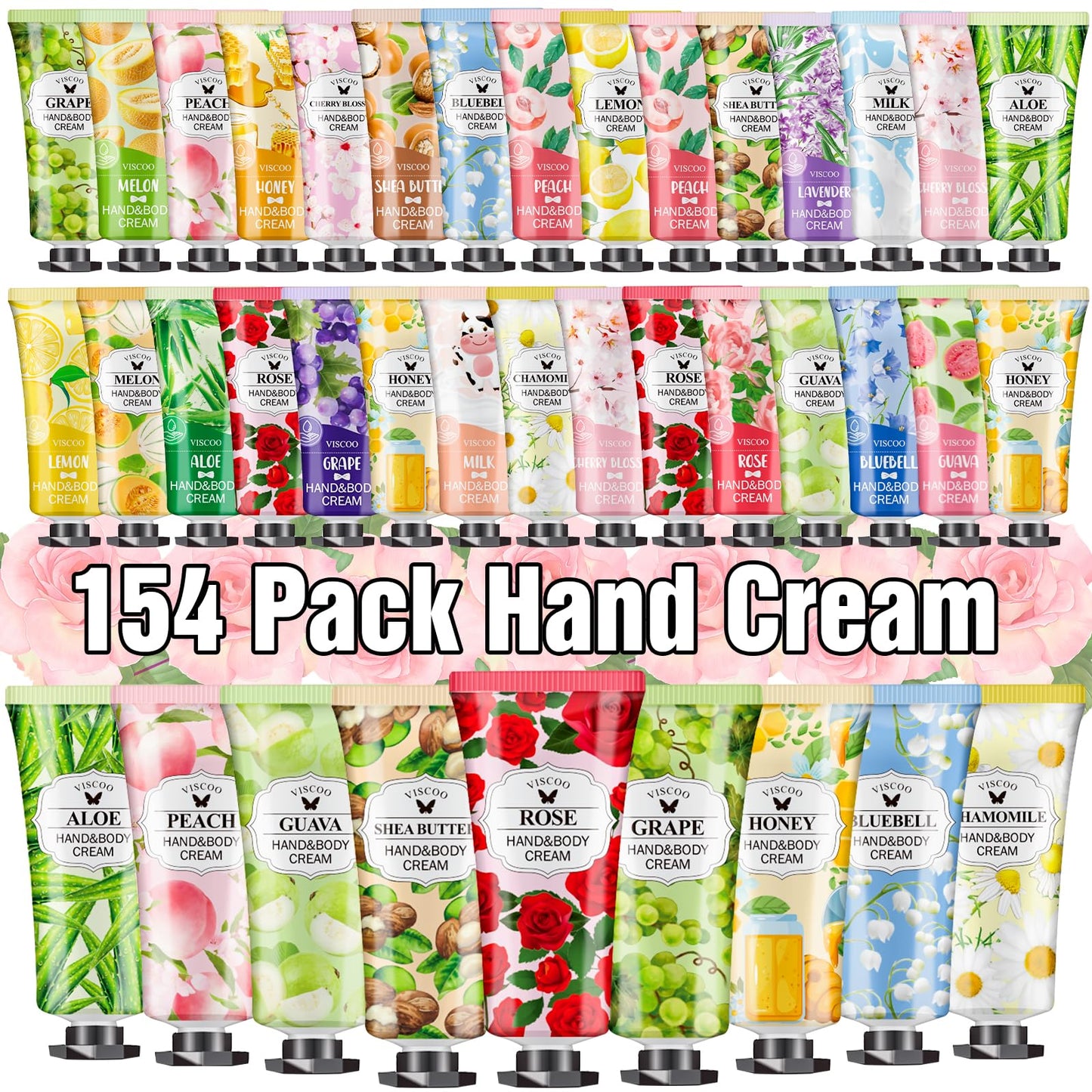 VISCOO 154 Pack Hand Cream Gifts Set for Women, Teacher Appreciation Gift / Graduation Gifts, Moisturizing Mini Hand Lotion Travel Size for Dry Cracked Hands, Birthday Gift