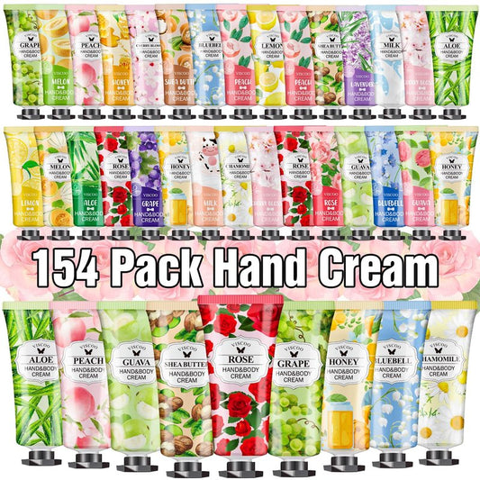 VISCOO 154 Pack Hand Cream Gifts Set for Women, Teacher Appreciation Gift / Graduation Gifts, Moisturizing Mini Hand Lotion Travel Size for Dry Cracked Hands, Birthday Gift