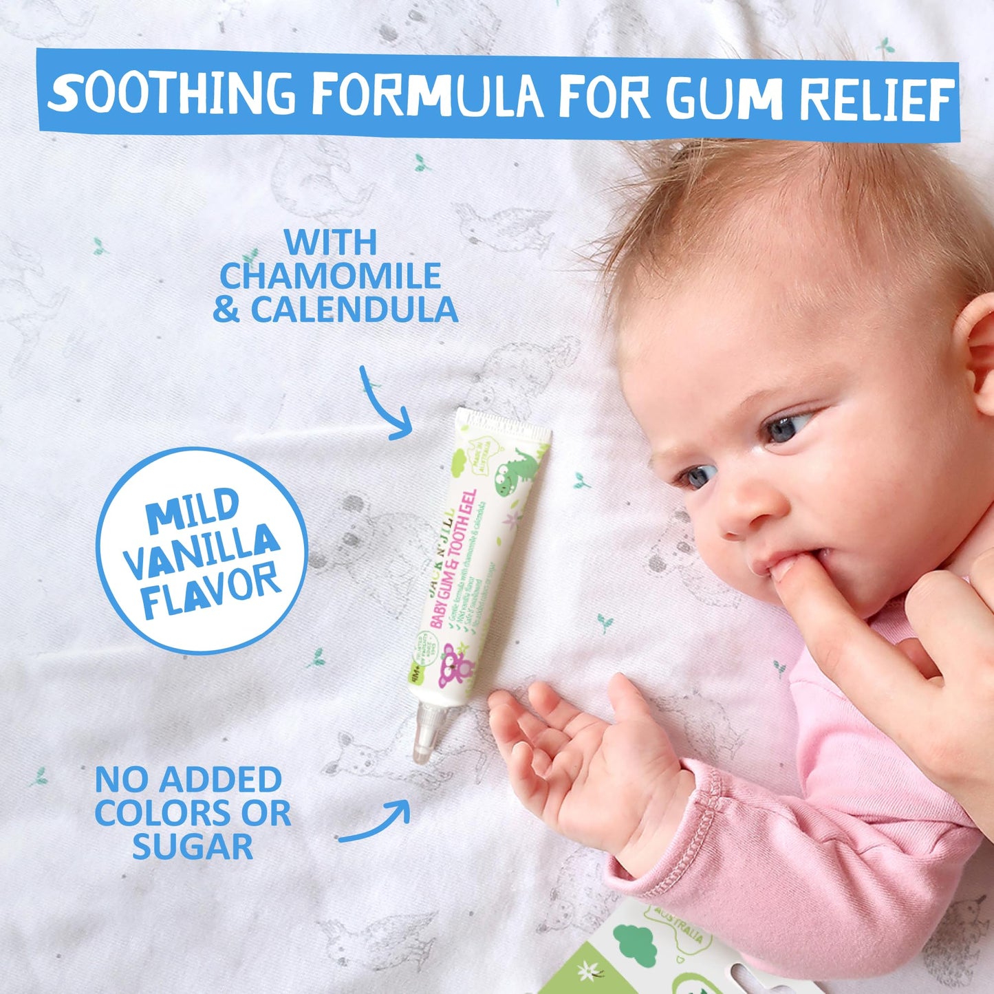 Jack N' Jill Stage 1 Silicone Finger Toothbrush, Baby Gum and Tooth Gel Bundle - Baby Toothbrush 6 to 12 Months, Natural Gum and Teething Relief Gel - Two Brushes Plus Case, 0.5 Fl Oz