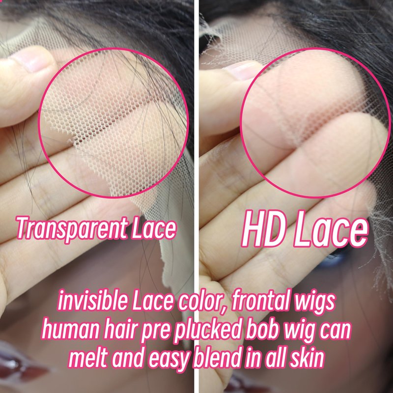 Skinlike HD Lace Closure Human Hair Straight Short Bob Human Hair 13X4 Real 180% Density Wigs For Black Women 0.10mm Ultra-thin Lace Glueless Pre-Plucked With Baby Hair Free Part Wig (18inch)