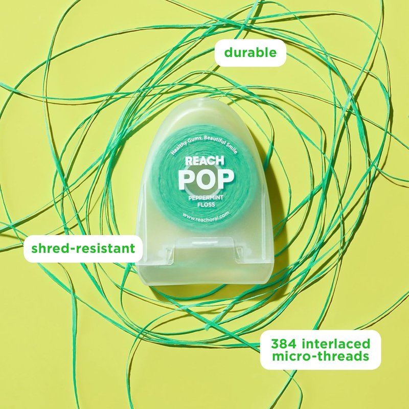 Dental Floss - Peppermint Plaque Remover, Shred Resistant, Vegan Wax | 54.6 Yd, Eco-Friendly Packaging