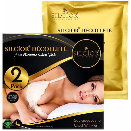 SILCIOR 2 PACK Silicone Chest Wrinkle Pads, Reusable Anti-Wrinkle Decollete Patches, Overnight Chest Smoothing Pads for Fine Lines, Skin-Firming Crepe Pad