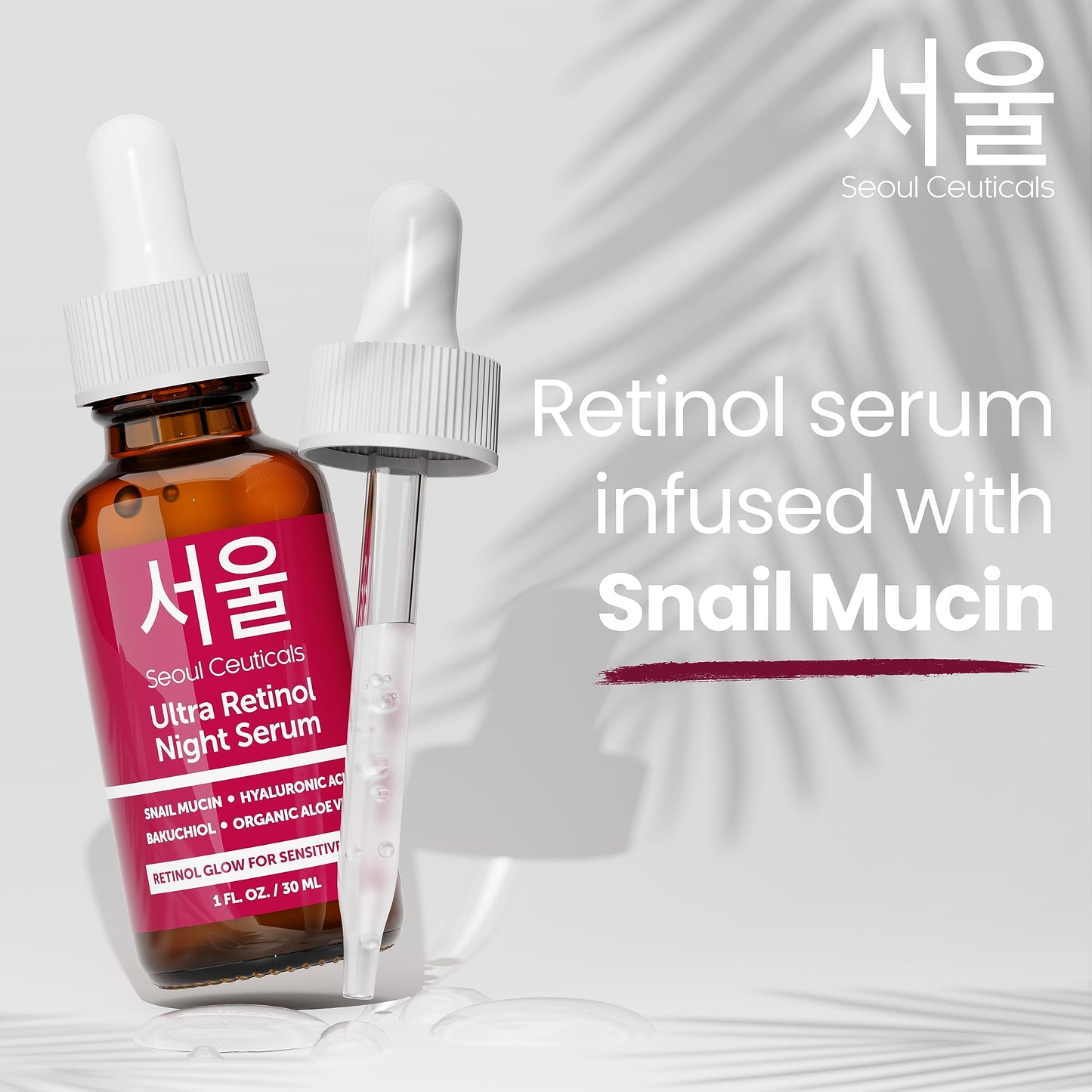 SeoulCeuticals Retinol Serum + Snail Mucin Moisturizer Cream - Korean Anti Aging Skincare Set