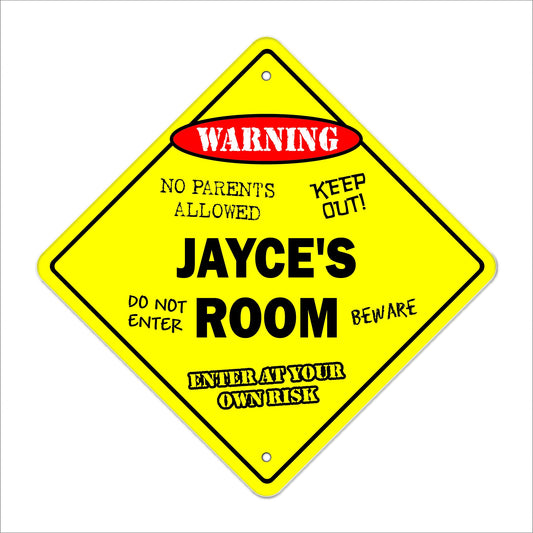 Jayce's Room Sign Crossing Zone Xing | Indoor/Outdoor | 12" Tall Kids Bedroom Decor Door Children's Name boy Girl