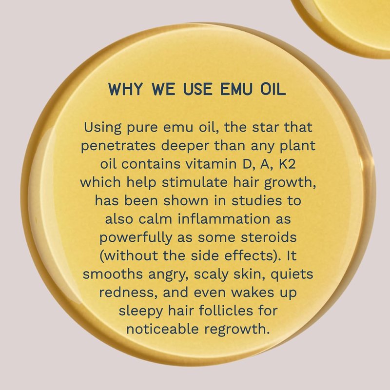 Hair & Body Oil Serum - Nourishing Blend of Emu, Rosemary, Macadamia & Castor Oils for Hair Growth & Scalp Health | 4 Oz