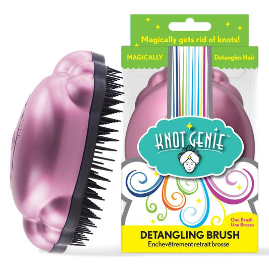 Knot Genie Detangling Hair Brush for Kids (Petal Pink) | Original Full Size | Perfect for Curly Hair, Gently Separate Tangles, Leaves Hair Smooth & Shiny | The Pain Free Knot Detangler