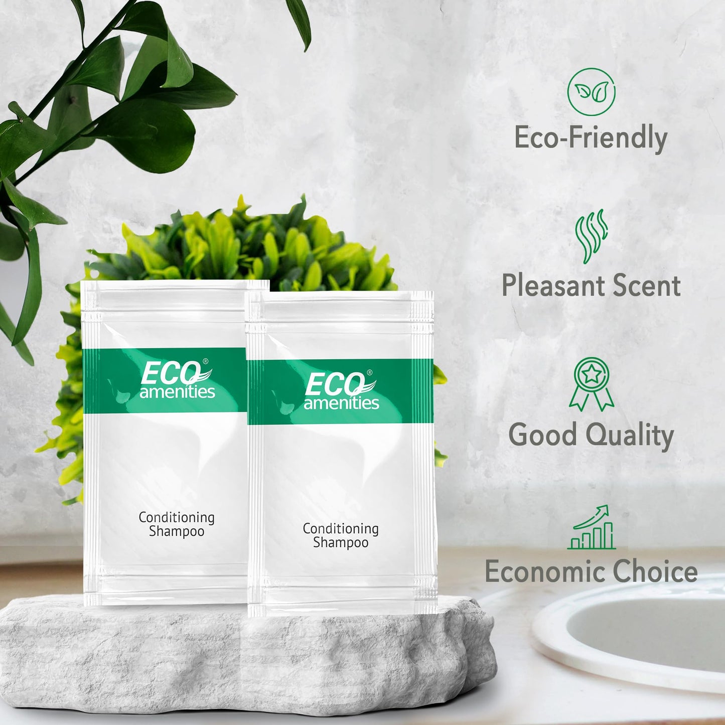 ECO Sachet Individually Wrapped Toiletries, Travel Size Bulk Shampoo and Conditioner 2in1 10ml (100 pk) Mini Hotel Toiletries Conditioning Shampoo 2in1 | Travel size Toiletries