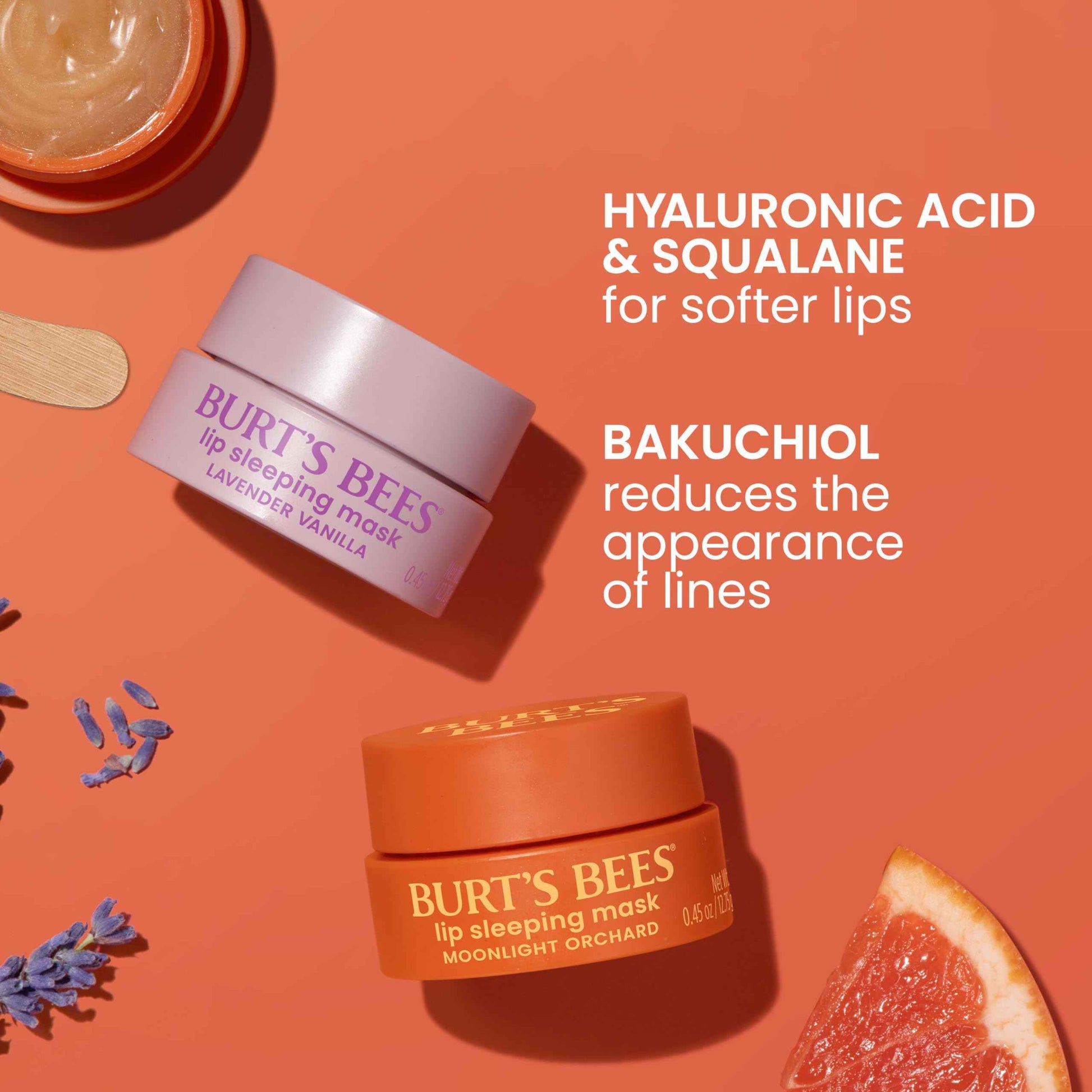 Burt’s Bees Stocking Stuffers, Lavender Vanilla Lip Sleeping Mask, With Hyaluronic Acid and Squalane Moisturizer To Instantly Hydrate Lips, Overnight Lip Mask, Lip Treatment Christmas Gifts, 0.45 oz.