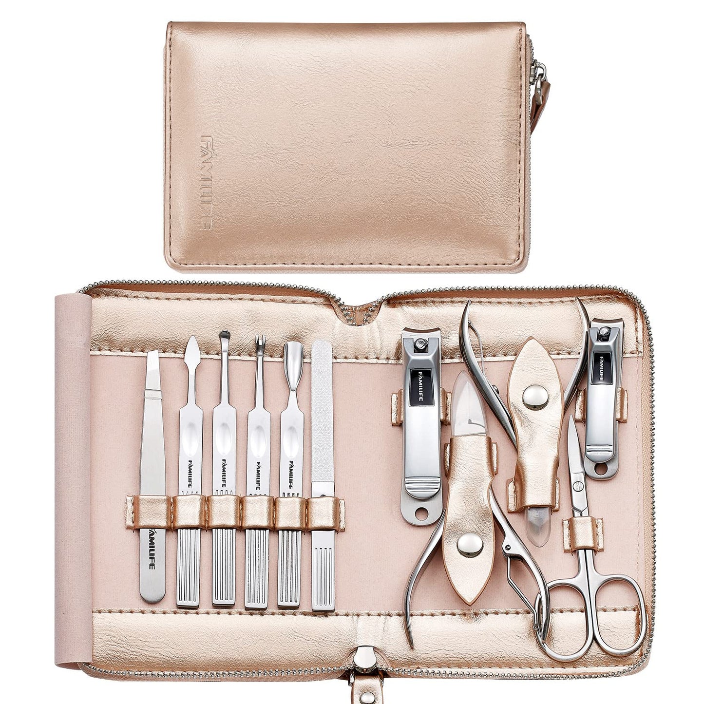 Professional Manicure Set - 11 in 1 Nail Kit for Men & Women | Stainless Steel Grooming Tools, 13 Pieces