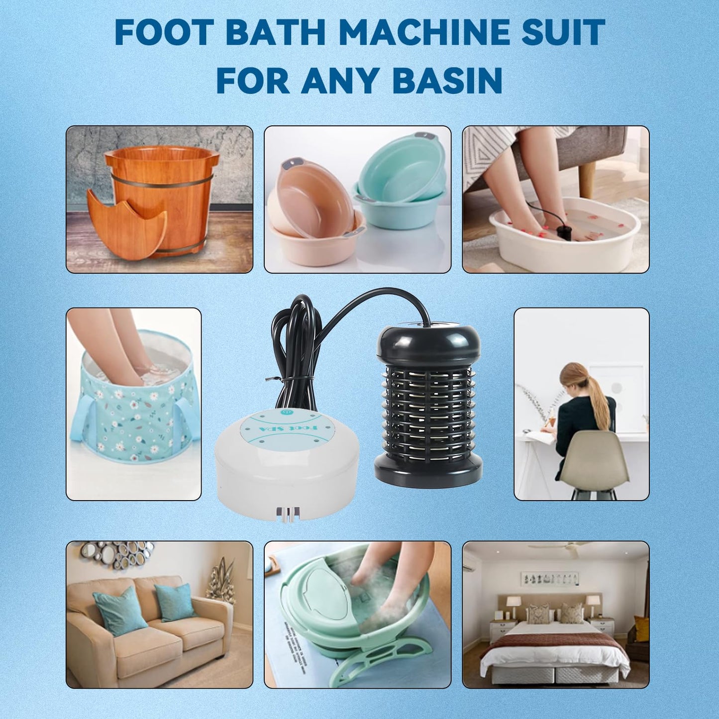 Pilipane Foot Bath Machine, Portable Foot Bath Machine, Foot Cleanse Foot Spa Machine for Home Use Spa Club Salon Travel