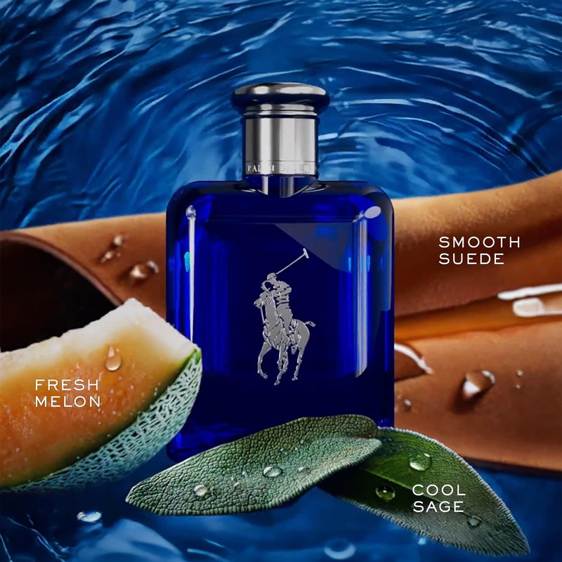RALPH LAUREN FRAGRANCES - Polo Blue - Eau de Toilette - Men's Cologne - Aquatic & Fresh - With Citrus, Sage, and Suede - Medium Intensity - 1.35 Fl Oz