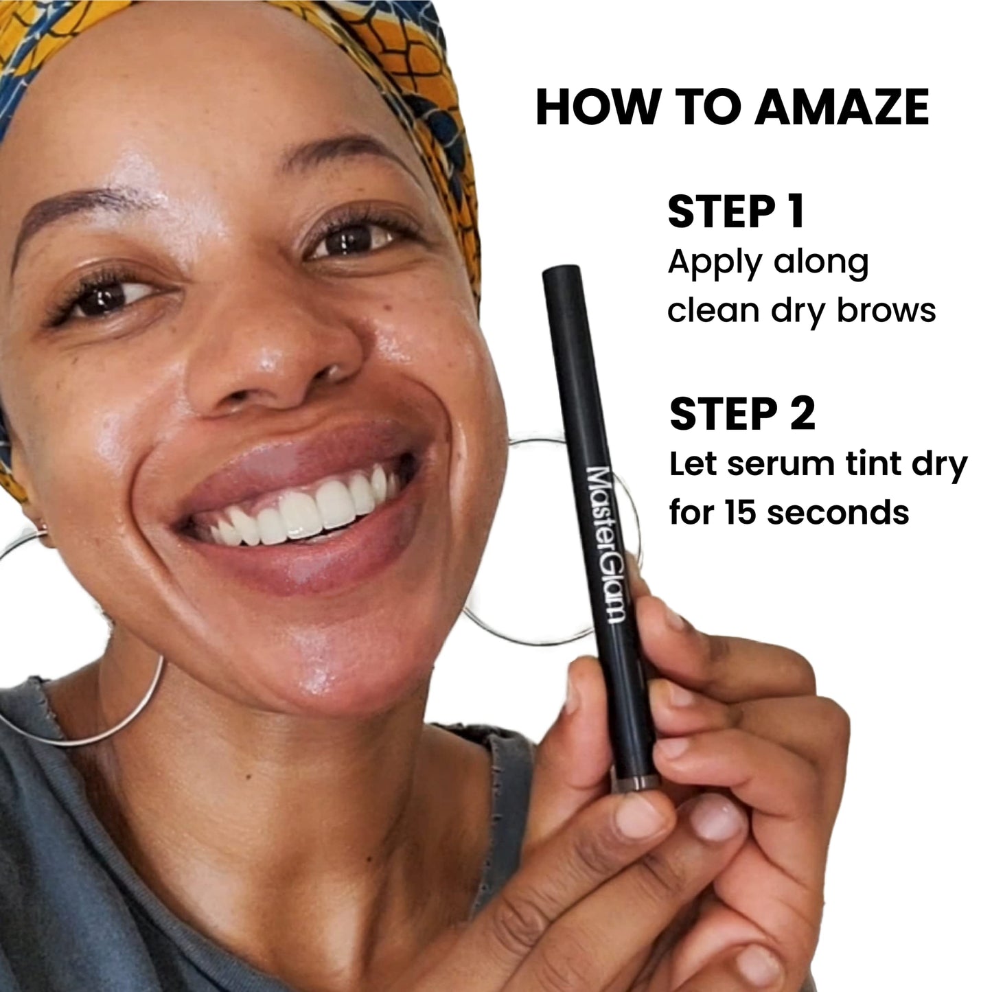 MasterGlam Amaze Brow 2-in-1 Growth Serum and Tint Pen, Waterproof & Long-Lasting, Dark Brunette