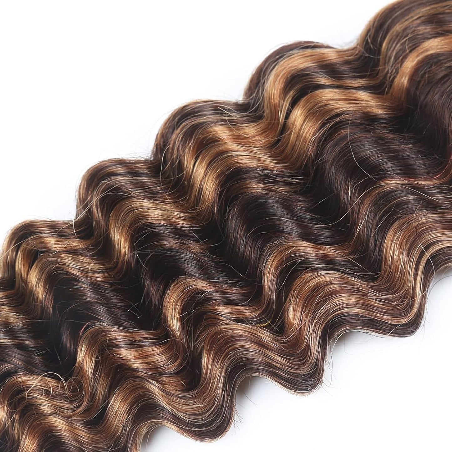 Cklikeb Braiding Human Hair 100g 20 Inch Color P4/27 Deep Water Wave Bulk Human Hair for Braiding No Weft Brazilian Virgin Deep Curly Human Hair Extensions for Boho Braids P4/27 Color, 20 inch,100g)