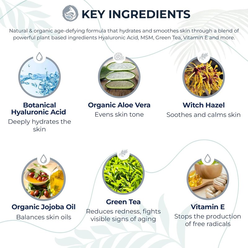 Hyaluronic Acid Face Serum - Hydrating Anti-Aging Formula with Vitamin C, E & Jojoba Oil | 1 Oz