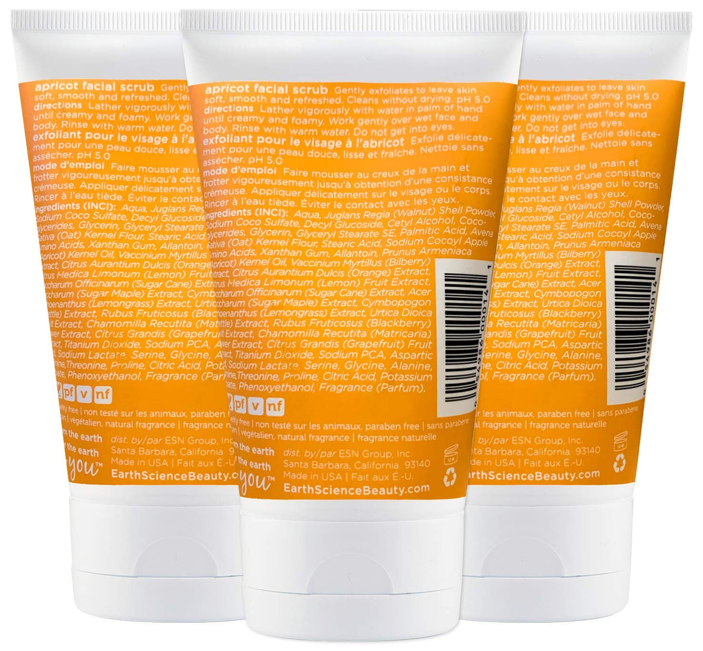 EARTH SCIENCE - Apricot Gentle Exfoliating Facial Scrub for All Skin Types (3 pk, 4 oz.)