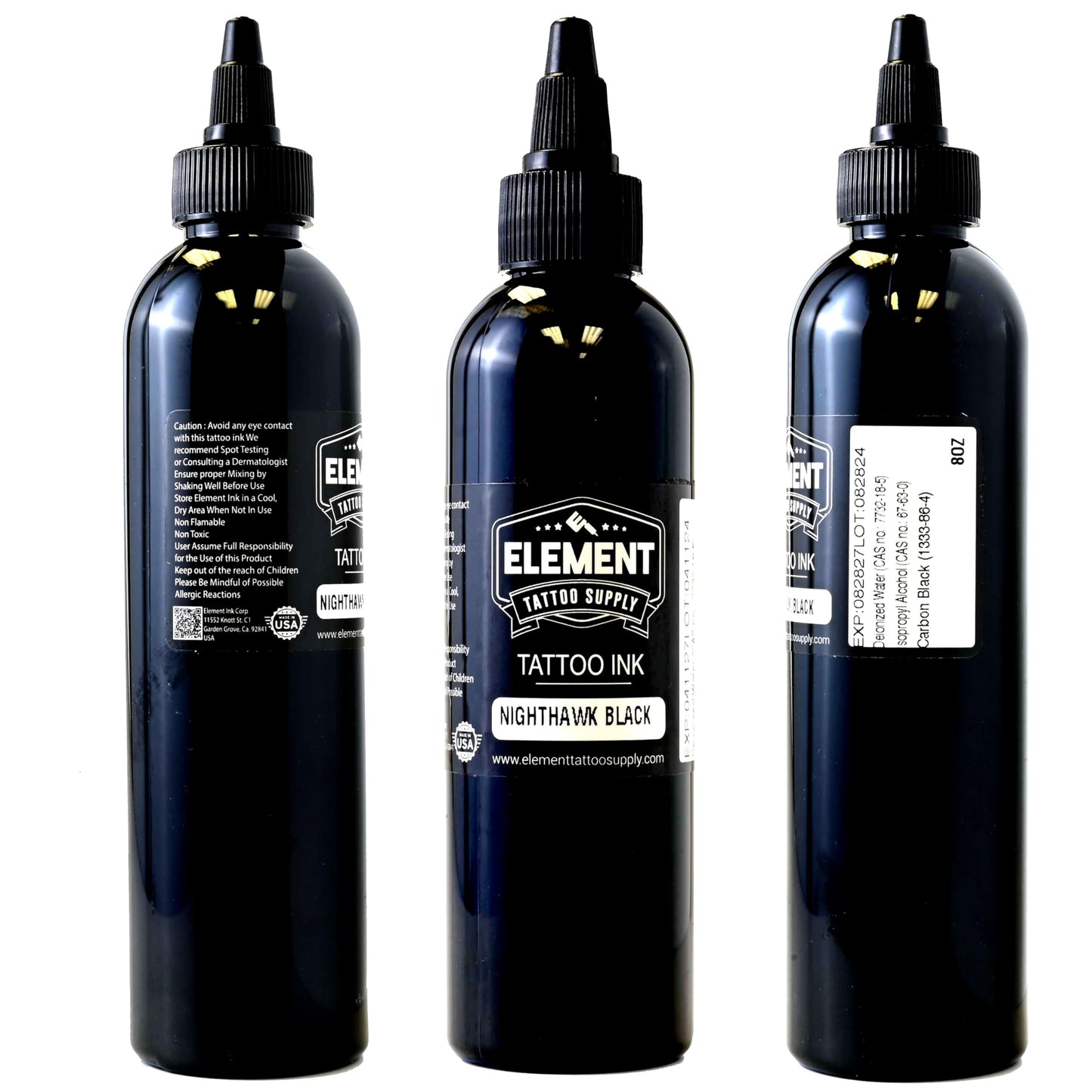 Element Tattoo Supply Nighthawk Black Tattoo Ink 8oz Deep Dark Black Pigment Professional Grade Smooth Flow Bold Solid Lining Shading Fade Resistant Trusted Tattoo Ink for Artists