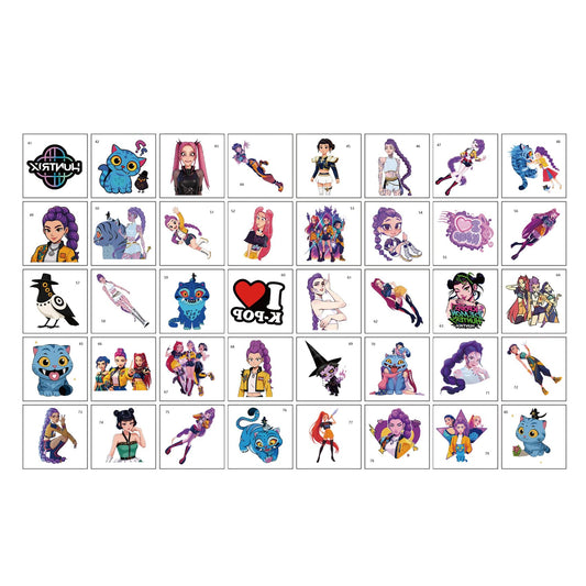 40Pcs Korean Idol Demon Movie Hunters Temporary Tattoos pack Removable Tattoo Stickers for Kids,Goodie Bag Stuffers Party Supplies Decoration Gifts(Demon Movie Hunters-B)