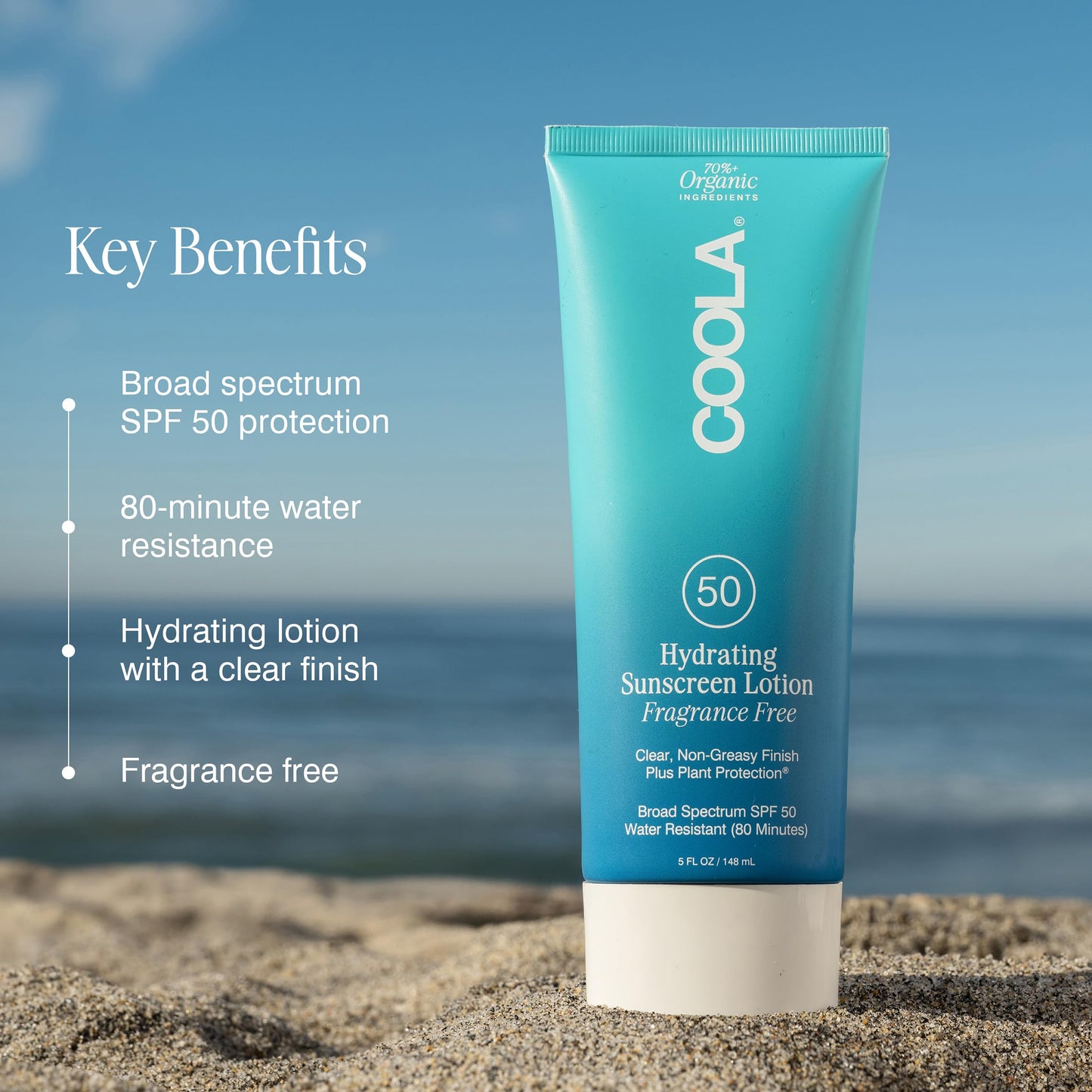 COOLA Organic Sunscreen SPF 50 Sunblock Body Lotion, Dermatologist Tested Skin Care for Daily Protection, Vegan and Gluten Free, Fragrance Free, 5 Fl Oz