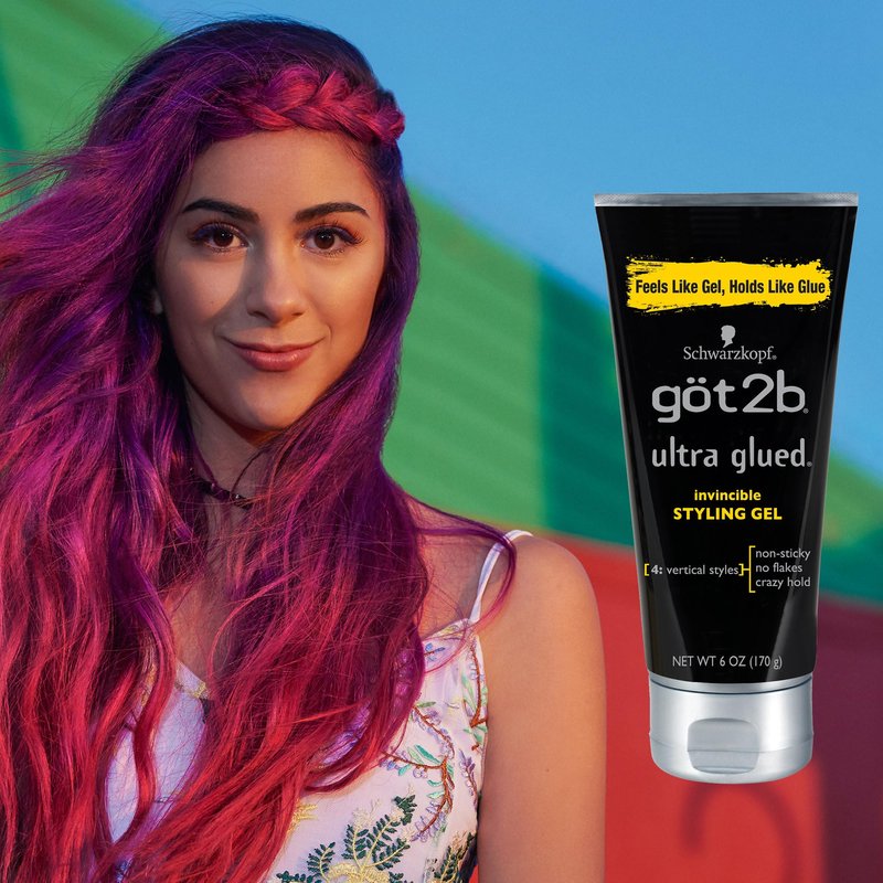 got2b Ultra Glued Invincible Styling Gel Set, 6 Fl Oz (2-Tube) + 1.25 Fl Oz Travel Size, Hair Gel for Men and Women with Extra Strong Hold, Non-Sticky, No-Flake Formula for Vertical Styles