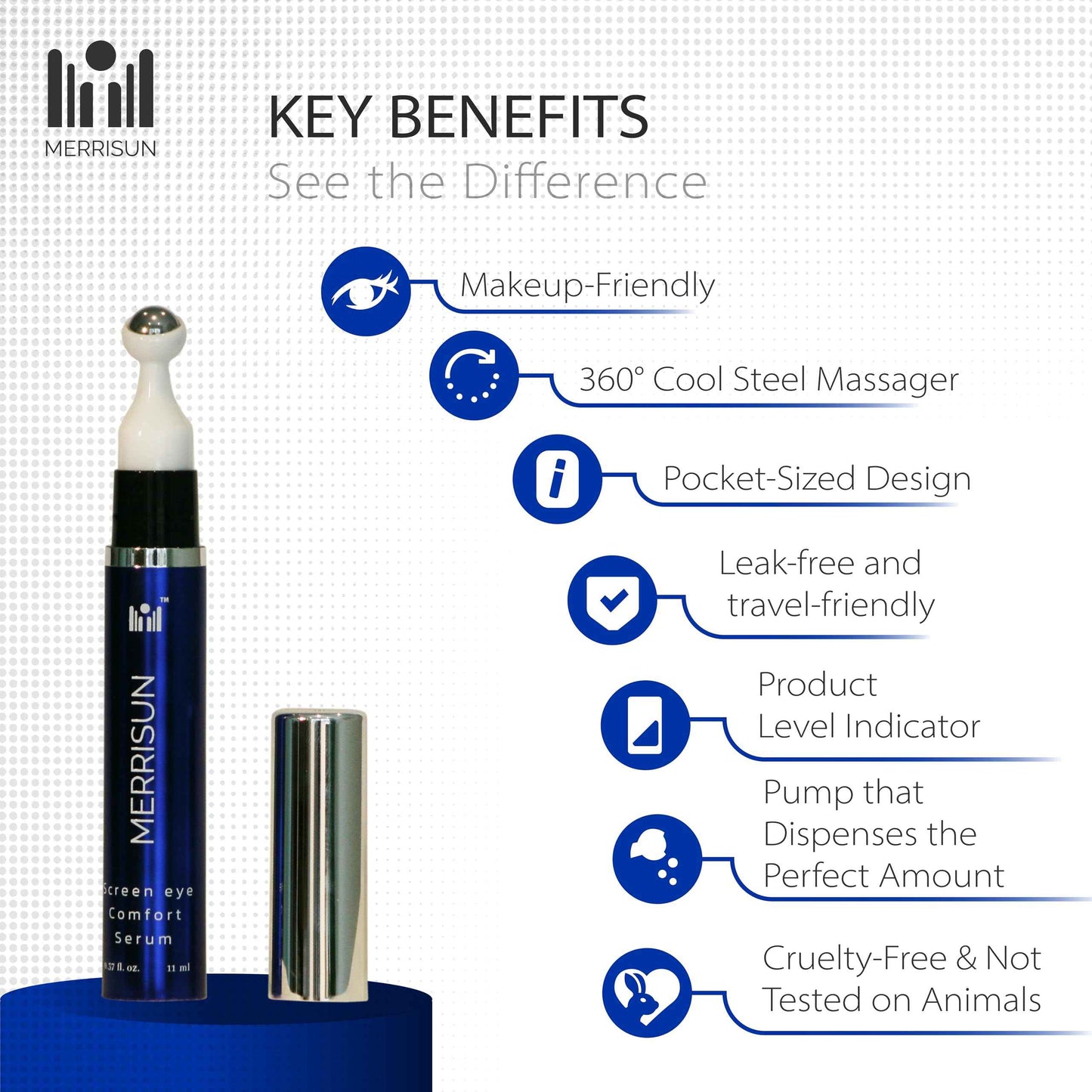 Under Eye Serum for Dark Circles and Puffiness – Powered by Peptides, Rockrose, and Hydrating Actives with 360° Steel Roller Applicator