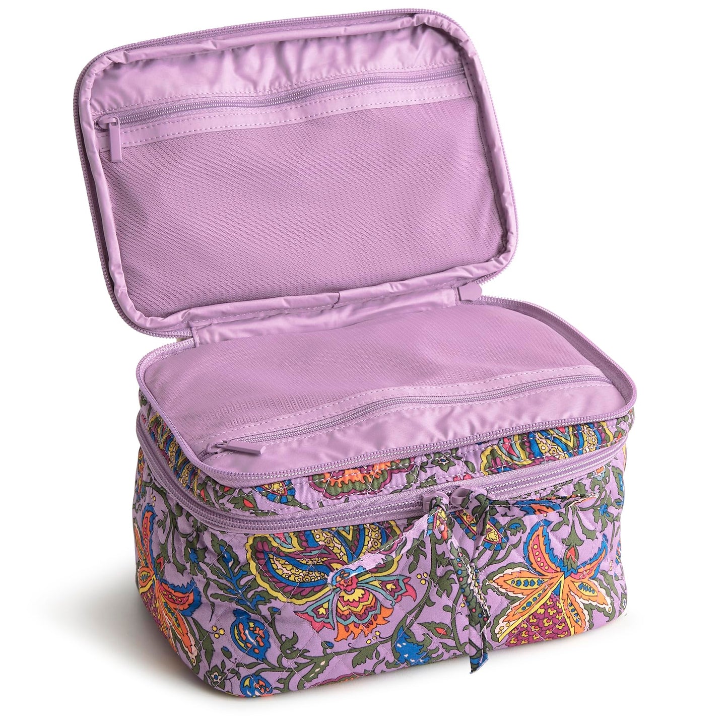 Vera Bradley Women's Premium Cotton Brush Up Cosmetic Case, Colorful Bouquet, One Size