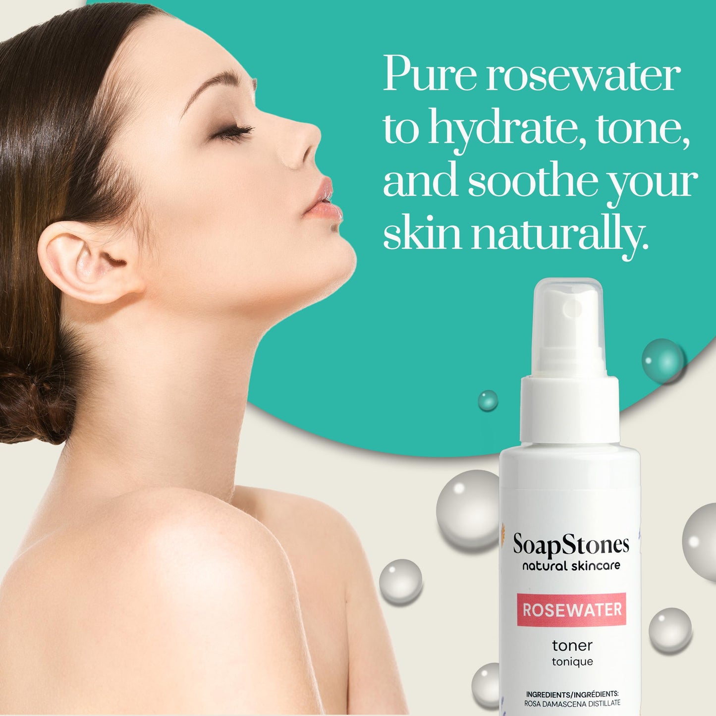 Soapstones Rosewater Toner - 120ml, Alcohol-Free, Suitable for All Skin Types - Rose Water Facial Toner for Daily Use