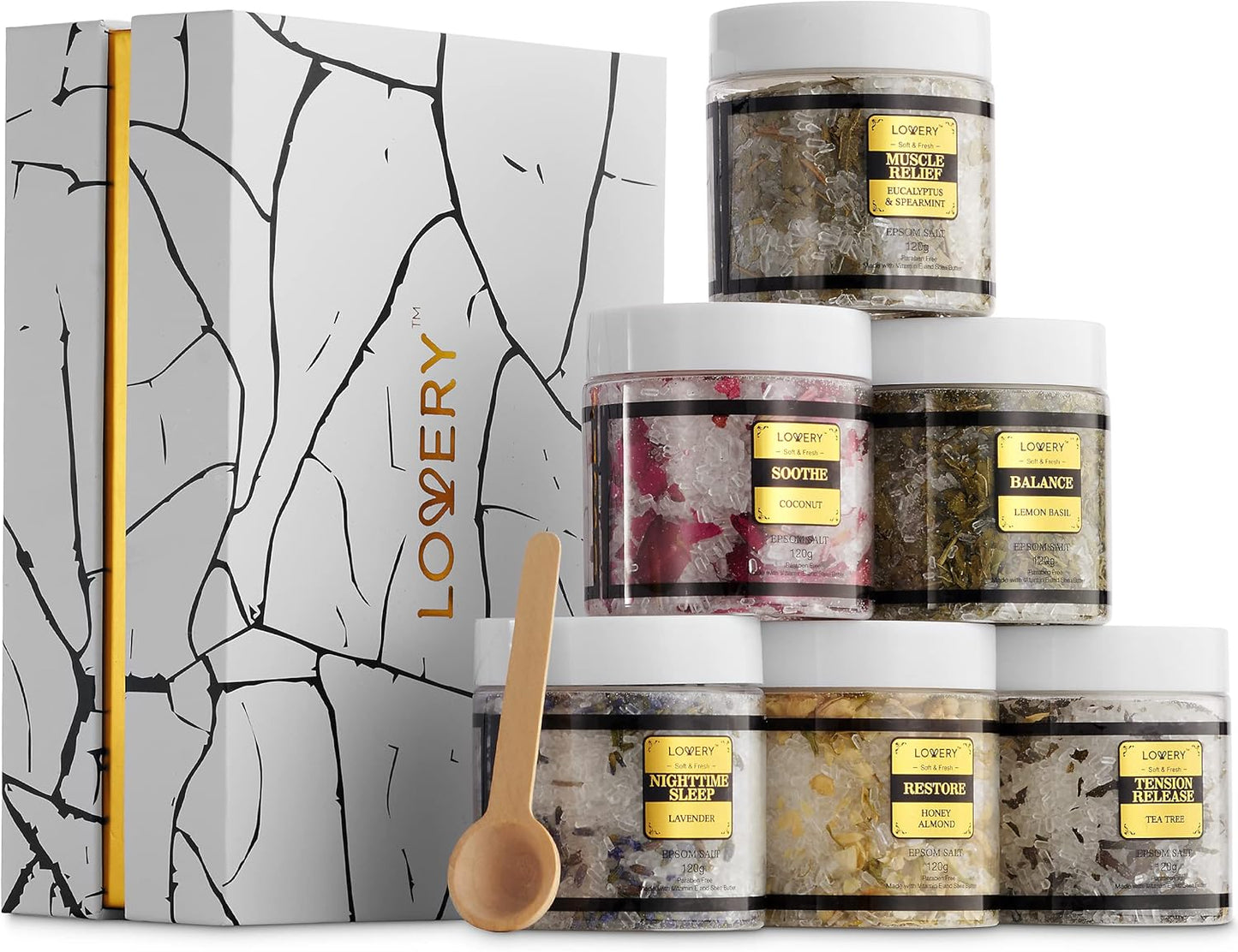 Spa Gift Basket for Women - Epsom Bath Salts & Essential Oils | Lavender, Eucalyptus, Lemon, Coconut, Tea Tree, Honey Almond