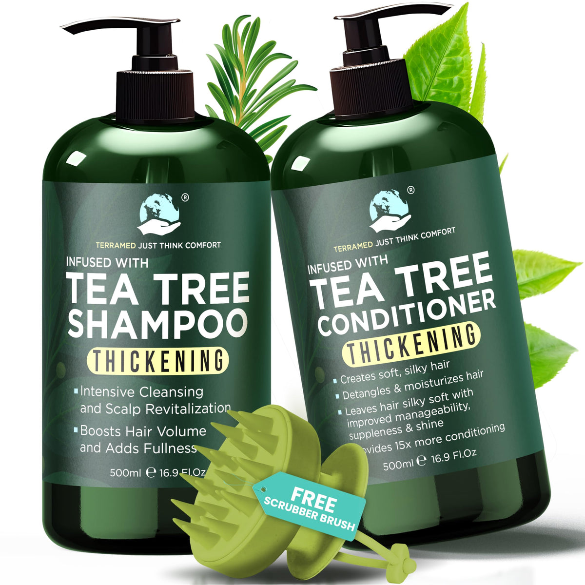 Tea Tree Shampoo & Conditioner Set | Clarifying Shampoo Provides Hair Growth | Itchy Scalp Treatment | Boosts Hair Growth For Men and Women & Reduces Hair Loss | Sulfate & Paraben Free