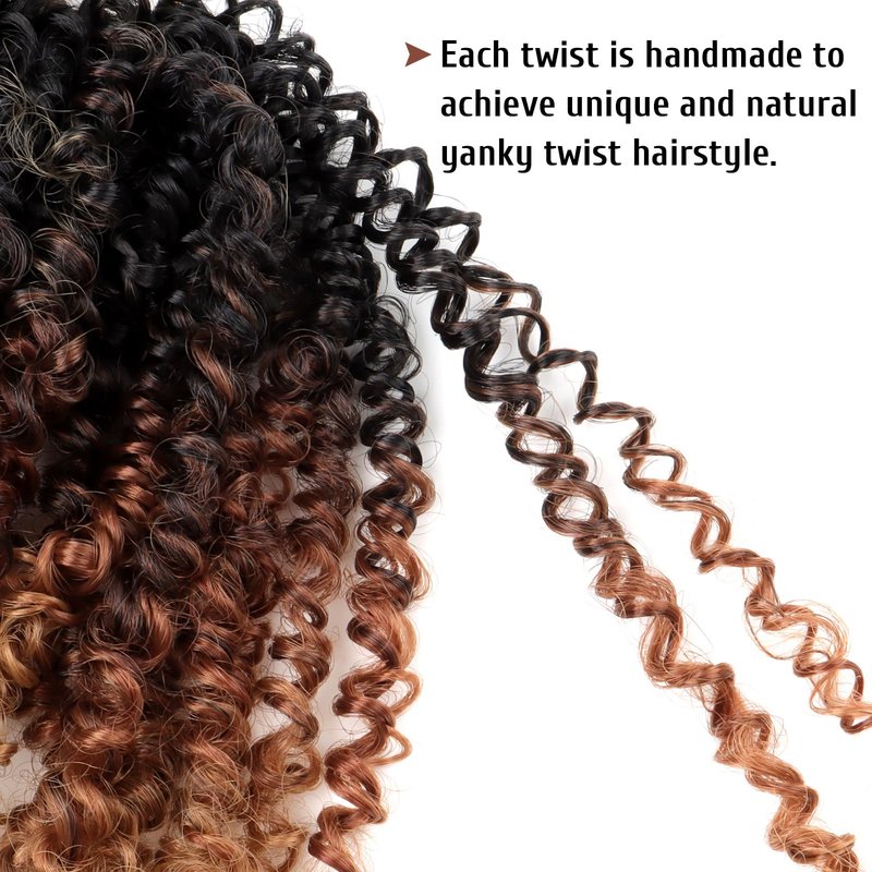 IIFLYDSFA Pre Looped Yanky Twist Crochet Hair 16 Inch 8 Packs 1B/30/27# Black/Brown/Blonde Ombre Fluffy Spring Mini Twist Passion Twist Bohemian Synthetic Crochet Braiding Hair