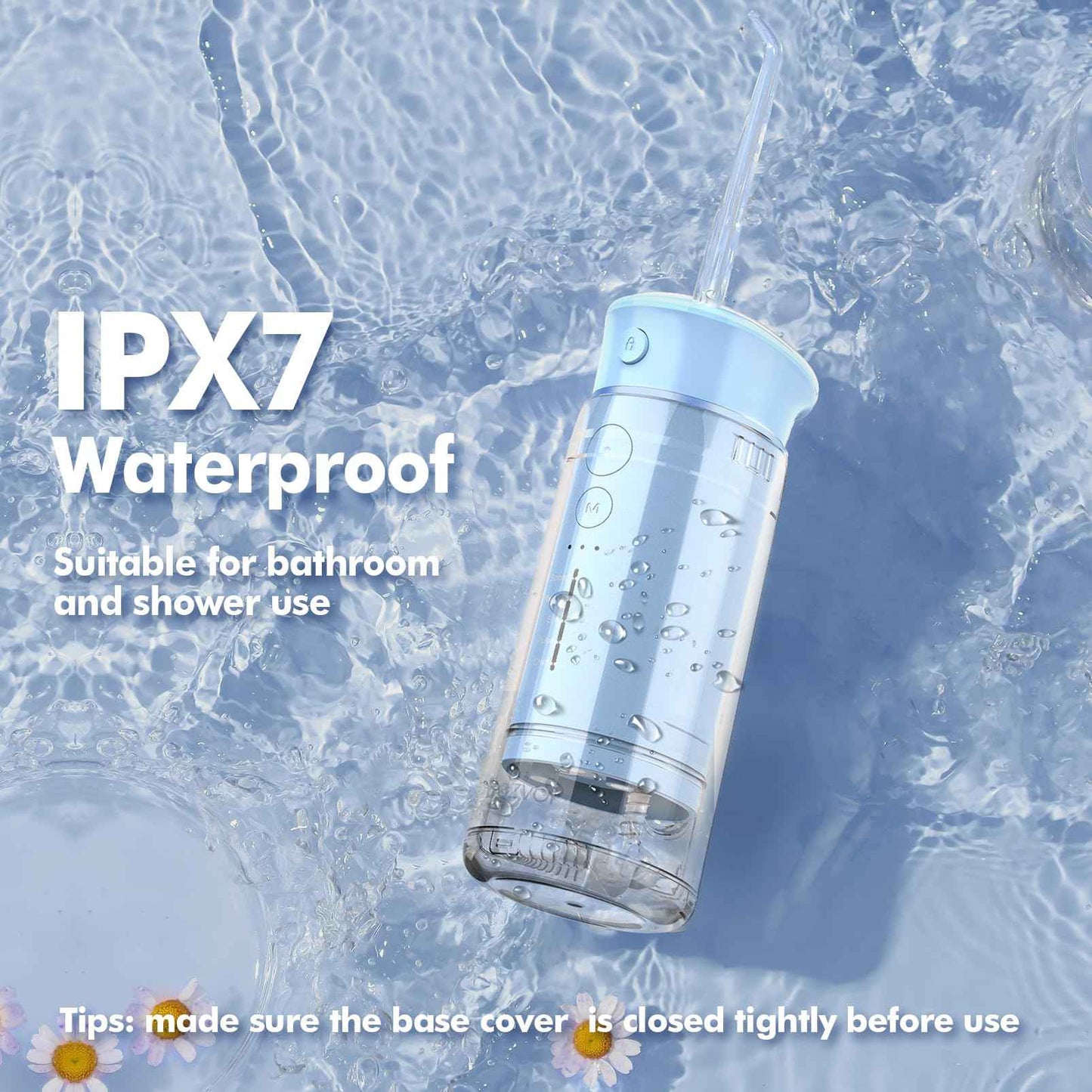 Water Flosser Mini Cordless Portable: 5 Modes Travel Water Dental Floss with Telescopic Water Tank, IPX7 Waterproof Oral Irrigator for Teeth Cleaning Gums,Orthodontic,Braces Dental Care (Sky Blue)