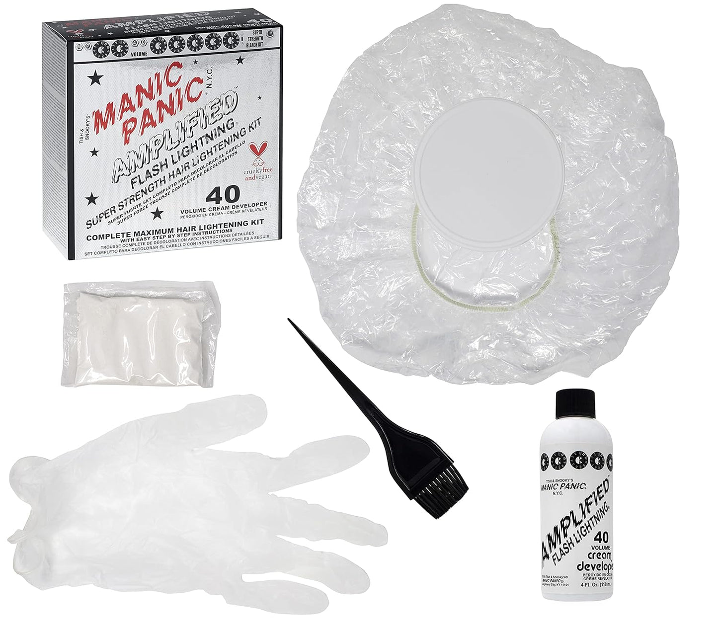 MANIC PANIC Flash Lightning Bleach Kit - 40 Volume Developer & Powder | Lifts Dark Hair Up to 7 Levels, Vegan & Cruelty-Free (2 Pack)