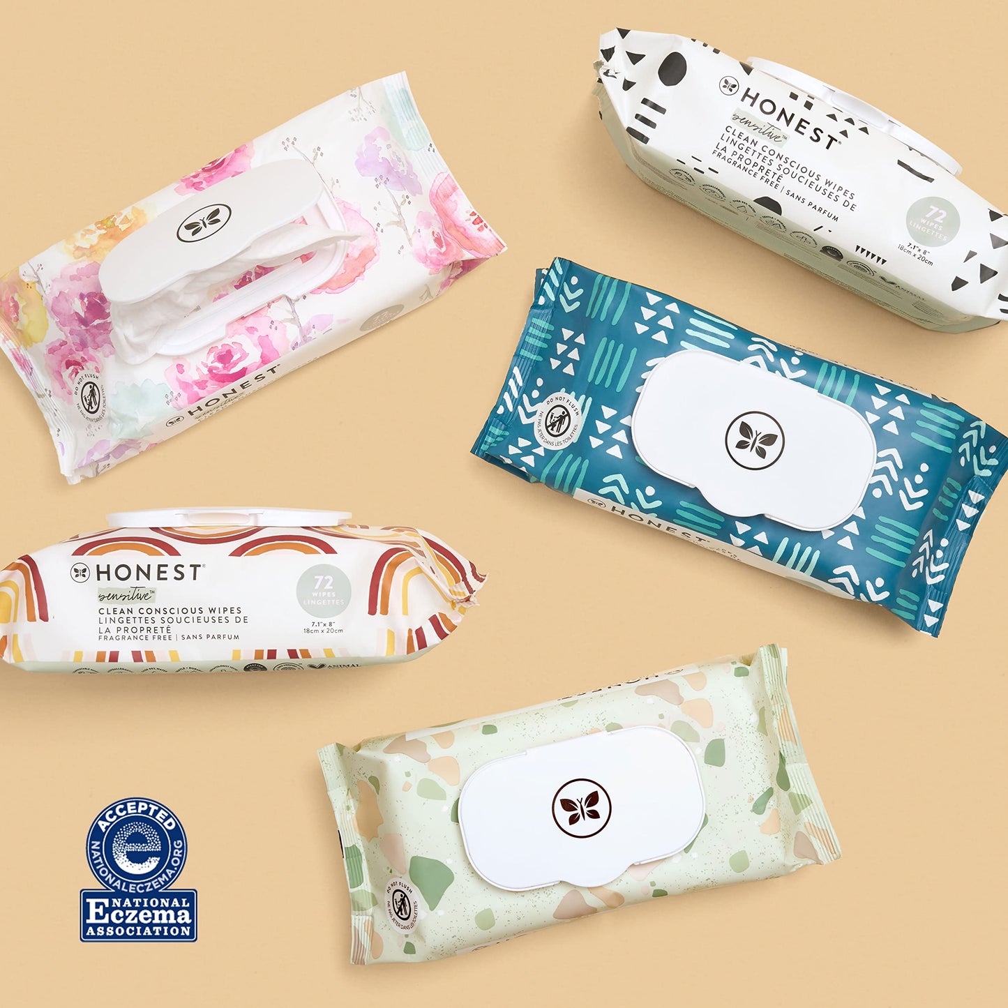 The Honest Company Unscented Wipes Over 99% Water Compostable Plant-Based Baby Hypoallergenic for Sensitive Skin EWG Verified Geo Mood 72 Count