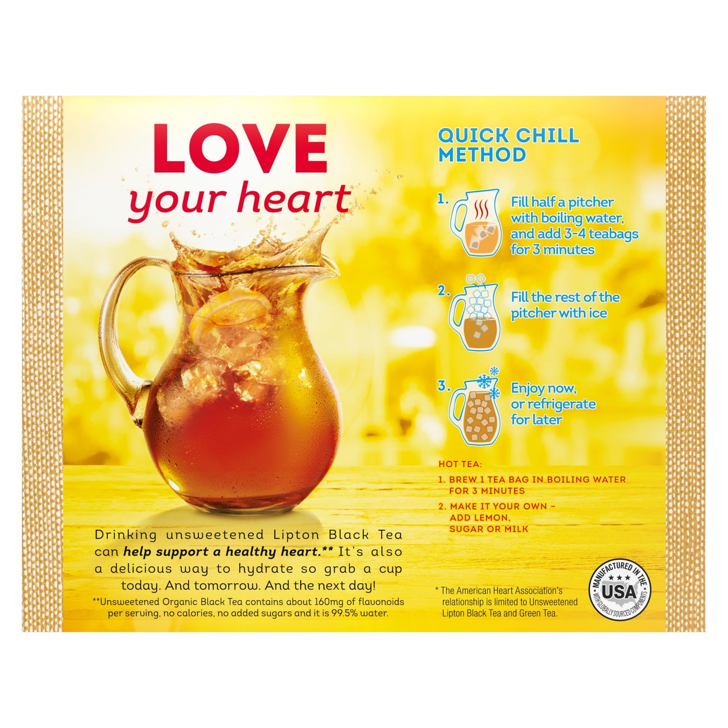 Lipton Tea Bags For a Iced or Hot Tea Organic Black Tea Iced or Hot Tea that Can Help Support a Healthy Heart 5.9 oz 72 Count