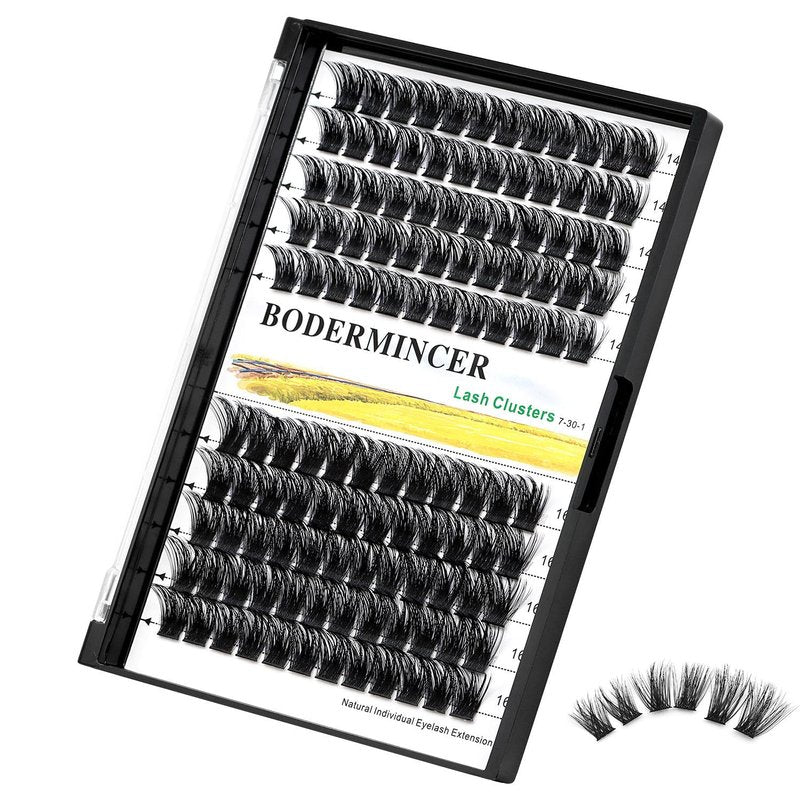 Bodermincer 120 Clusters 10mm+12mm/12mm+14mm Mixed Lash Cluster False Eyelash Individual Cluster EyeLashes Grafting Fake False Eyelashes Eyelash Extension (M01-Black-16mm)
