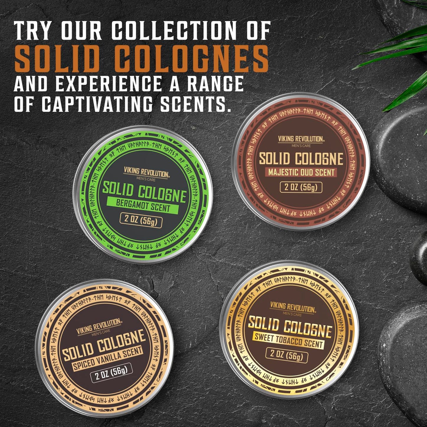 Viking Revolution Sweet Tobacco Solid Cologne for Men - 2 Oz Balm Perfume - Travel Wax (1 Pack)